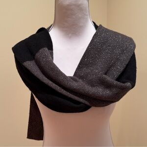 Armani Exchange Elegant Black and Metallic Knit Scarf,
